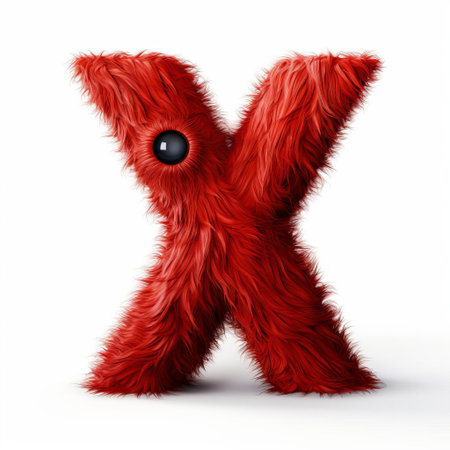 the vibrant red monster, adorned with a bold letter x, stands out against a crisp white background, creating a striking visual contrast that grabs attention, perfect for graphic designers and artists seeking bold, eye-catching imagery for their projects. ai generatedの素材