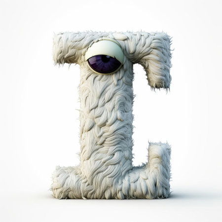 the majestic white monster letter i stands out against a pristine white background, its bold and modern design making it a striking visual element, perfect for graphic design, typography, and alphabet-inspired art projects, evoking a sense of simplicity and elegance. ai generatedの素材