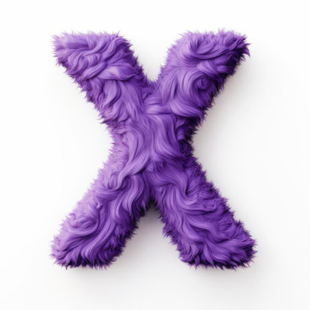 the monster, depicted in a vibrant purple hue, proudly displays the bold letter x on a crisp white background, creating a striking visual contrast that demands attention, perfect for fans of fantasy creatures and alphabet enthusiasts alike. ai generatedの素材