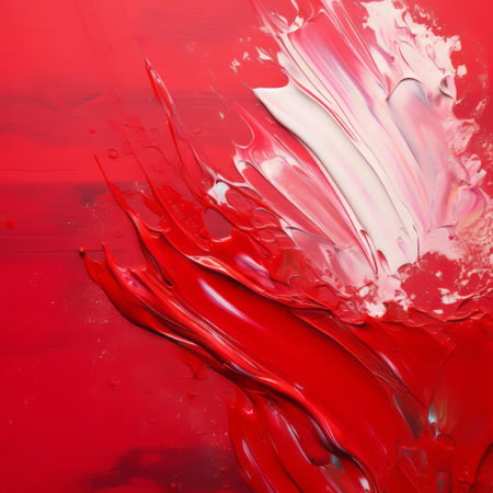 the vibrant red background of this stunning artwork showcases the versatility of acrylic paint, a fast-drying and highly pigmented medium, perfect for creating bold, expressive pieces that pop with color and energy, ideal for modern art enthusiasts and decorators. ai generatedの素材