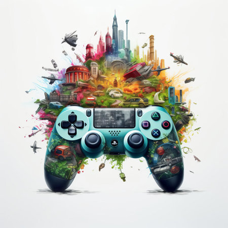 video games are showcased against a clean white background, highlighting their vibrant colors and intricate details, perfect for gamers and enthusiasts to admire and appreciate the art of digital entertainment, console gaming, and pc gaming accessories. ai generatedの素材