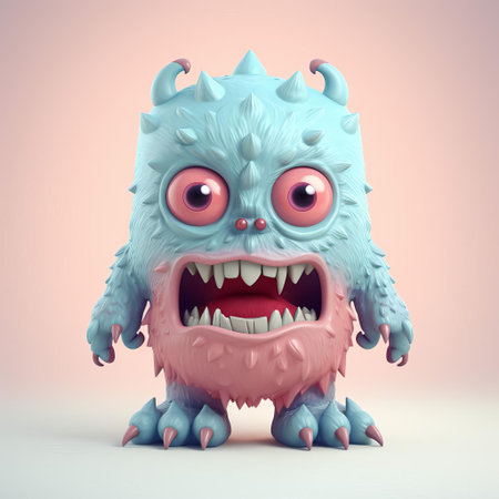 the 3d monster character, depicted in a minimalist style, stands out with its vibrant green skin and menacing eyes, showcasing a full-body pose that exudes power and ferocity, perfect for fantasy and sci-fi art enthusiasts, digital artists, and animation lovers. ai generatedの素材