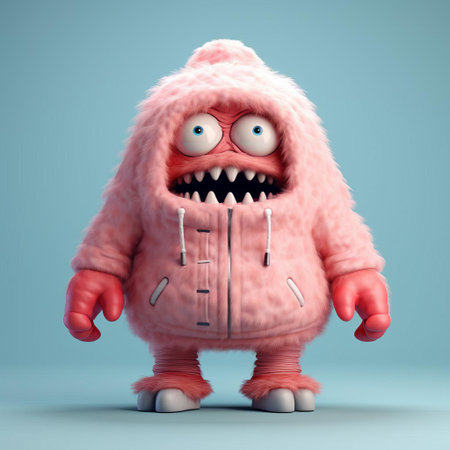 the 3d monster character, designed with a minimalist approach, stands out with its sleek full-body design, showcasing intricate details and textures, perfect for animation, gaming, or digital art projects, evoking a sense of mystery and otherworldly charm. ai generatedの素材