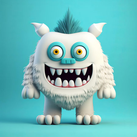 the 3d monster character, depicted in a minimalist style, stands proudly in a full-body pose, showcasing its eerie yet fascinating features, with bold lines and vibrant colors, perfect for fantasy and horror enthusiasts, digital art lovers, and fans of mythical creatures. ai generatedの素材