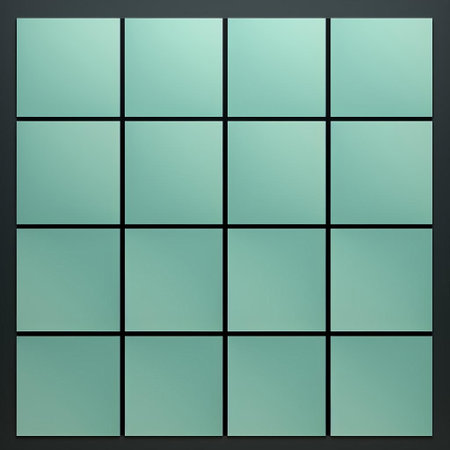 aquamarine hues dominate this stunning grid, showcasing a masterclass in minimalistic design, where clean lines, subtle textures, and a soothing color palette come together to create a visually striking and calming visual experience, perfect for modern interior design inspiration. ai generatedの素材