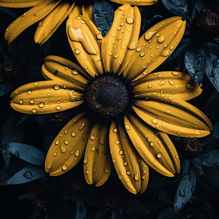 the black-eyed susan flower blooms brightly in the summer garden, its bright yellow petals and dark centers creating a stunning contrast, attracting bees and butterflies to its nectar-rich blooms, adding a pop of color to wildflower meadows and backyard landscapes. ai generatedの素材