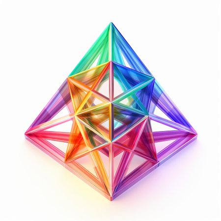 the geometric shape, a triangulated square, stands out against a pristine white background, showcasing its unique fusion of angular lines and symmetrical beauty, perfect for design inspiration, mathematical concepts, and artistic expression. ai generatedの素材