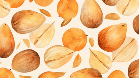 the santol fruit, native to southeast asia, is beautifully illustrated in a vibrant watercolour style, showcasing its unique pattern of soft, velvety skin and vibrant yellow-green colour, perfect for tropical and fruit-inspired art, home decor, and design projects. ai generatedの素材