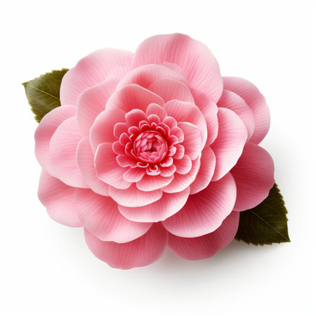 the camellia flower showcases its delicate petals and intricate details in this high-quality, realistic photograph, beautifully isolated on a crisp white background, highlighting its natural beauty and vibrant colors, perfect for botanical enthusiasts and nature lovers alike. ai generatedの素材