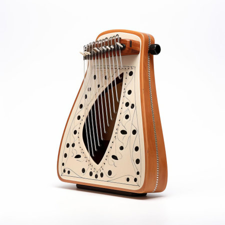 the autoharp, a traditional stringed musical instrument, sits elegantly on a pristine white background, showcasing its intricate details and beautiful craftsmanship, perfect for music enthusiasts and folk music lovers to appreciate its rustic charm and acoustic sound. ai generatedの素材