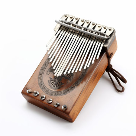 the mbira, an ancient african musical instrument, sits elegantly against a pristine white background, showcasing its intricate keys and resonating tones, evoking a sense of cultural heritage and traditional music, perfect for enthusiasts of world music and african art. ai generatedの素材