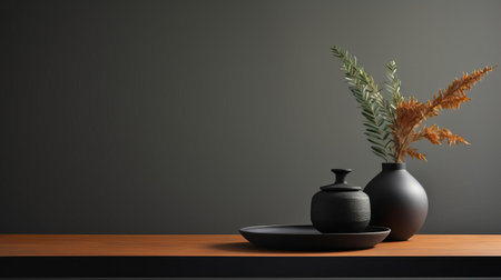 the minimalist table stands out against a clean backdrop, showcasing its sleek matte black finish that exudes modern sophistication, perfect for contemporary home decor and interior design enthusiasts who appreciate subtle yet stylish furniture pieces with a touch of industrial chic. ai generatedの素材