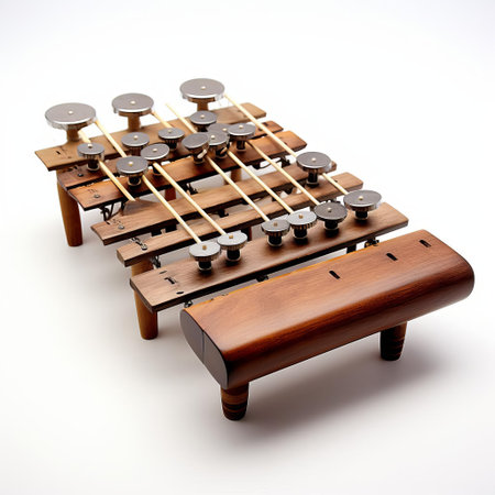 the marimba, a vibrant percussion instrument, stands out against a pristine white background, showcasing its rich, resonant tones and sleek, modern design, perfect for adding a touch of elegance to any musical performance or interior decor. ai generatedの素材