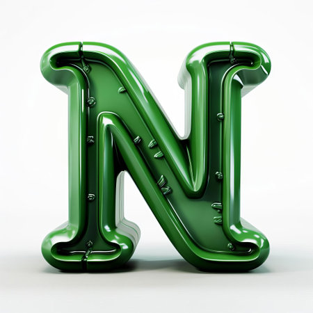 the majestic green 3d cartoon letter m stands out prominently against a crisp white background, its vibrant color and playful design making it perfect for educational materials, logos, and branding initiatives that require a fun and youthful touch. ai generatedの素材