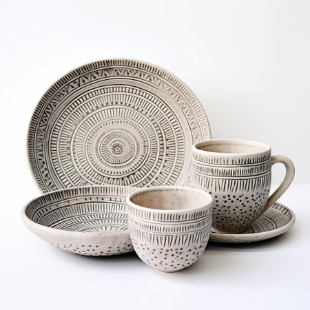 arretine ware, a type of ancient roman ceramic, sits elegantly against a pristine white background, showcasing its intricate designs and ornate patterns, typical of roman pottery from the 1st century, with its distinctive red and orange hues, a testament to the skill of ancient roman potters. ai generatedの素材