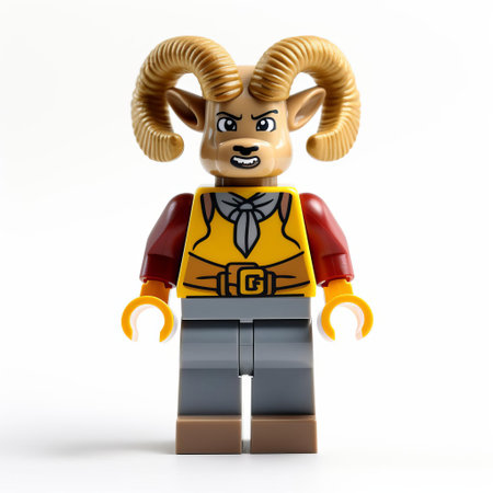 this colorful lego goat superhero stands proudly on a crisp white background, showcasing its vibrant full-body costume and dynamic pose, perfect for fans of toy photography, superhero enthusiasts, and anyone who loves whimsical and playful scenes. ai generatedの素材