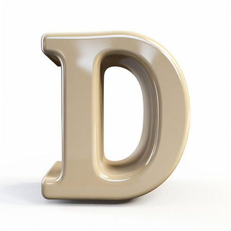 the letter d, depicted in a playful taupe 3d cartoon style, stands out against a crisp white background, perfect for educational materials, alphabet learning, and creative design projects, adding a touch of whimsy and fun to any visual communication. ai generatedの素材