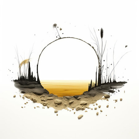 a serene land art composition, characterized by minimalism, sits elegantly on a pristine white isolated background, evoking a sense of simplicity and calmness, perfect for nature-inspired designs, artistic expressions, and modern interior decorations that crave subtlety and sophistication. ai generatedの素材