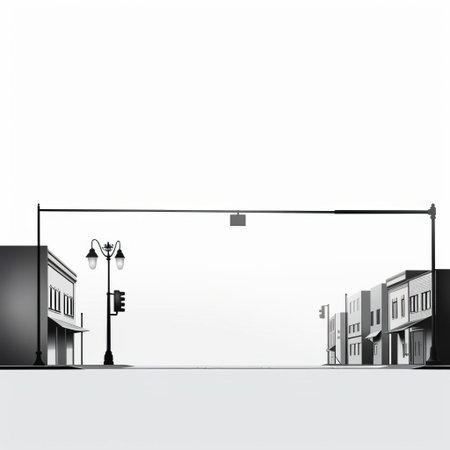 street sign stands out against a crisp white isolated background, showcasing its bold typography and vibrant colors, perfect for urban-themed designs, cityscapes, and modern architecture visualizations, evoking a sense of direction and navigation in graphic design and photography projects. ai generatedの素材