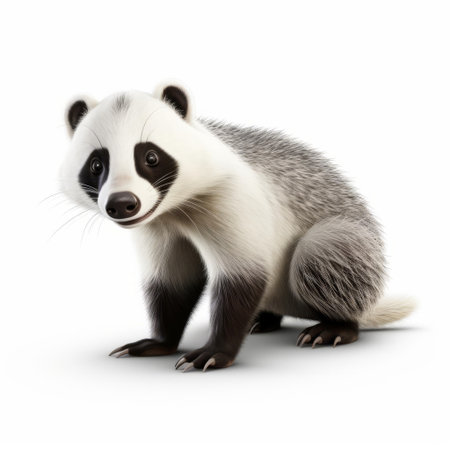badger, a lovable and curious creature, is beautifully rendered in stunning 3d on a crisp white background, showcasing its intricate fur details and expressive facial features in full hd high resolution, perfect for digital designs and illustrations, available in png format for easy editing and manipulation. ai generatedの素材