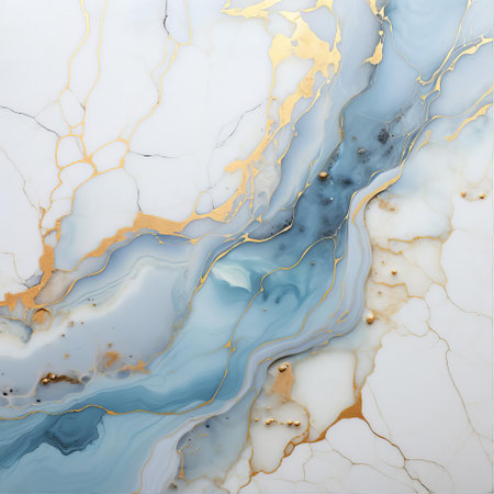 the elegant marble tile features a subtle blue color with a sophisticated gold accent, adding a touch of luxury and sophistication to any room's decor, perfect for creating a stylish and opulent ambiance in bathrooms, kitchens, and living spaces. ai generatedの素材