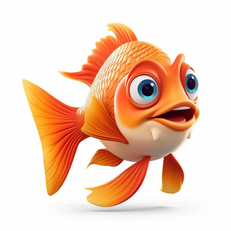 the sablefish, a vibrant koi species, is majestically showcased in a stunning profile view, its sleek full body glistening against a pristine white isolated background, expertly crafted using cutting-edge pixar 3d technology to highlight its iridescent scales and flowing fins in remarkable detail. ai generatedの素材
