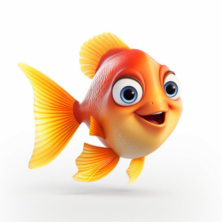 a majestic koi bream is showcased in stunning profile view, its vibrant orange and white scales glistening against a pristine white isolated background, expertly crafted using cutting-edge pixar 3d technology to highlight the intricate details of this beautiful freshwater fish. ai generatedの素材