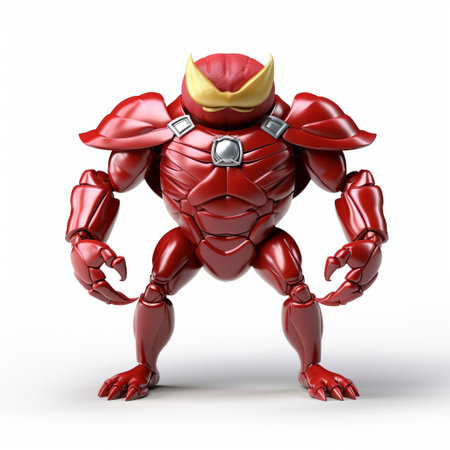 this mighty 3d crab superhero stands proudly isolated on a crisp white background, showcasing its full body in a powerful pose, ready to save the day with its vibrant shell and dynamic claws, evoking a sense of underwater adventure and fantasy heroism. ai generatedの素材