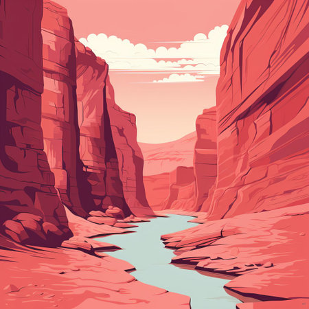 canyon majestically stretches across the horizon in this stunning minimalist line art piece, where vibrant colors of orange, yellow, and red hues blend harmoniously to evoke a sense of serenity and awe, capturing the essence of nature's grandeur in a simple yet striking visual representation. ai generatedの素材