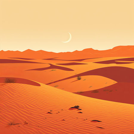 desert landscapes unfold in serene simplicity, as minimalist line art masterfully captures the essence of arid dunes, cacti, and vast expanses of sandy terrain, set against a vibrant color palette that evokes the warmth and beauty of this harsh yet majestic environment. ai generatedの素材