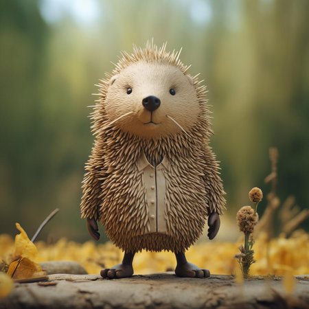 this intricately designed beaver figurine, reminiscent of evgeni gordiets' and clemens ascher's inventive character designs, stands proudly amidst a jungle backdrop, showcasing its concrete, spiky mounds-inspired features in a stunning close-up, full-body pose, capturing the essence of whimsical, imaginative art. ai generatedの素材