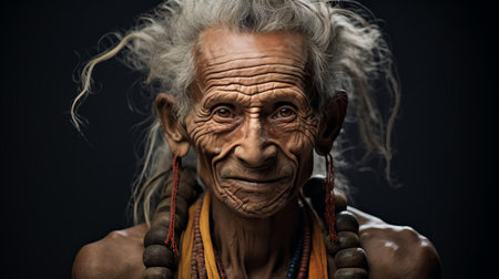 the bhuta hybrid, a mystical creature from ancient mythology, is majestically captured in this stunning portrait photograph, showcasing its intricate features and mesmerizing gaze, blending human and animal elements in a fascinating display of artistic expression and fantasy storytelling. ai generatedの素材