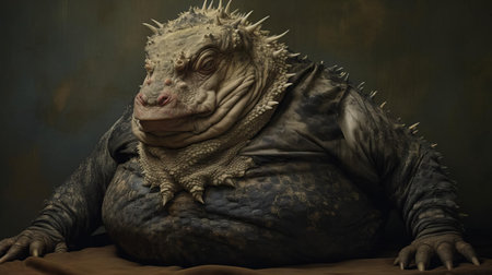 the baku hybrid, a mystical creature from japanese mythology, is majestically captured in this stunning portrait photograph, showcasing its unique blend of tiger and dream eater features, with piercing eyes and a serene expression, set against a subtle, gradient background, evoking a sense of mystique and wonder. ai generatedの素材