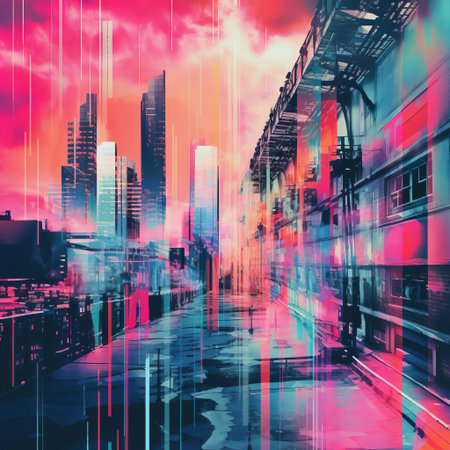 the steam engine, a symbol of the british industrial revolution, is reimagined in a futuristic, glitch-art landscape, where gears and pistons morph into distorted digital code, blending the past and present in a mesmerizing display of industrial heritage meets y2k databending aesthetics. ai generatedの素材