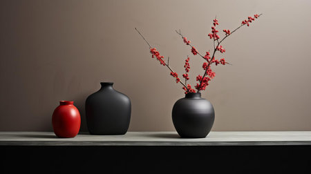 the minimalist table takes center stage in this intimate close-up shot, adorned with a delicate wall vase, its slender neck and subtle curves adding a touch of elegance to the otherwise simple setting, evoking a sense of understated sophistication and modern chic in home decor and interior design. ai generatedの素材