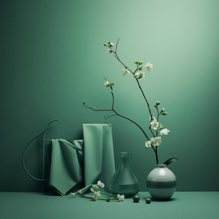 the serene jade green background, featuring soft and calming tones, creates a peaceful atmosphere, perfect for photography, graphic design, and digital art projects, evoking feelings of harmony and balance, while its minimalist approach adds a touch of sophistication and elegance. ai generatedの素材