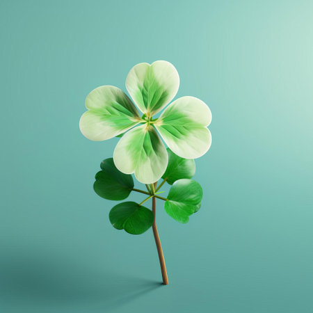 the clover, a delicate and intricate flowering plant, is showcased in stunning detail against a solid background, its tiny leaves and petals expertly captured in a frontal view, evoking the style of a micro photograph, highlighting its natural beauty and intricate textures, perfect for nature enthusiasts and botanists alike. ai generatedの素材