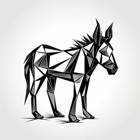 a donkey stands out against a pristine white background in this whimsical clipart drawing, rendered in bold black sketch colors, evoking a sense of simplicity and charm, perfect for illustrations, designs, and digital art projects requiring a touch of rustic elegance and playful sophistication. ai generatedの素材