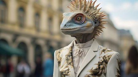 the baku hybrid, a mystical creature from japanese mythology, is majestically captured in this stunning portrait photograph, showcasing its unique blend of tapir-like snout, deer-like eyes, and dragon-inspired scales, set against a subtle, dreamy background that evokes a sense of ancient folklore and mysticism. ai generatedの素材