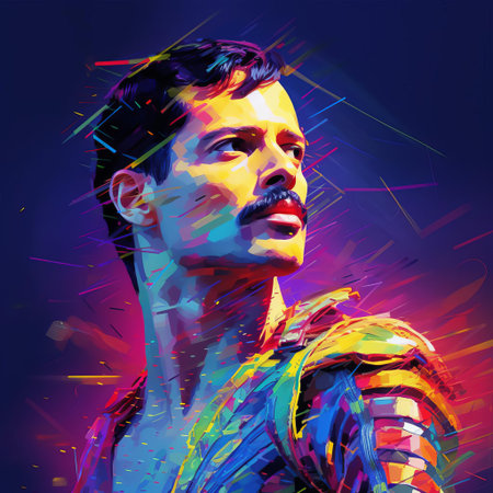the iconic bohemian rhapsody opera section is reimagined in a futuristic, distorted digital realm, where swirling pixels and glitch art echoes of freddie mercury's powerful vocals merge with a mesmerizing y2k aesthetic, evoking a sense of sonic chaos and visual dissonance in this abstract databending artwork. ai generatedの素材