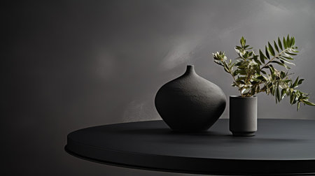 the minimalist table takes center stage in this intimate close-up shot, showcasing its sleek matte black finish that exudes modern sophistication and elegance, perfect for contemporary interior design and home decor enthusiasts who appreciate subtle luxury and understated refinement. ai generatedの素材