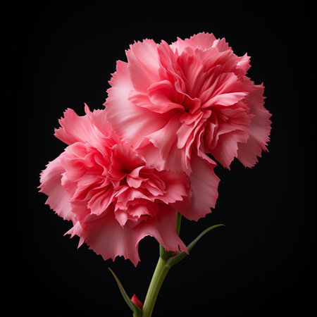 the dianthus flower stands out against a solid background, its delicate petals and intricate details showcased in stunning clarity through a frontal view, reminiscent of a micro photograph, with minimal retouching preserving its natural beauty and showcasing its vibrant colors and textures. ai generatedの素材