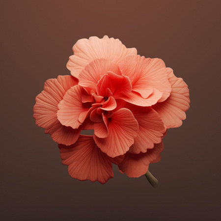 the rex begonia, a stunning ornamental plant, is showcased in exquisite detail against a solid background, its intricate leaf patterns and vibrant colors captured with minimal retouching in a frontal view, evoking the style of a micro photograph, highlighting its unique beauty and botanical charm. ai generatedの素材