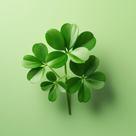 the clover, a delicate and intricate flowering plant, is showcased in stunning detail against a solid background, its tiny leaves and petals magnified to reveal the intricate textures and patterns, evoking a sense of microscopic wonder, with the subtle play of light and shadow accentuating its natural beauty. ai generatedの素材