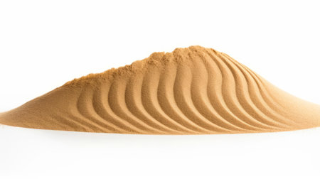 a solitary grain of sand sits isolated on a pristine white background, its intricate textures and natural beauty showcased in stunning detail, evoking feelings of serenity and calmness, perfect for use in designs requiring a sense of simplicity and elegance. ai generatedの素材