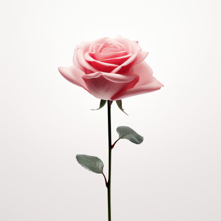 the venusian, depicted in a minimalist style, elegantly showcases a delicate rose placed against a pristine white background, evoking a sense of simplicity, beauty, and serenity, perfect for those who appreciate subtle yet striking artistic expressions of femininity and elegance. ai generatedの素材