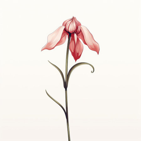 the fritillaria, a delicate and exotic flower, takes center stage in this stunning minimalist photograph, showcasing its elegant, bell-shaped blooms in a soft rose hue against a crisp white background, evoking feelings of serenity and simplicity in floral photography. ai generatedの素材