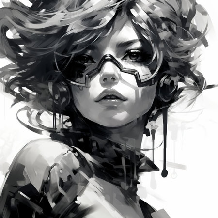 rosa, a mysterious and enigmatic character, is beautifully illustrated in the distinctive style of yoji shinkawa, renowned for his work in the metal gear series, featuring bold lines, intricate details, and a striking black and white color scheme that evokes a sense of intensity and drama. ai generatedの素材
