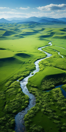 the peninsula stretches out in serene tranquility, its undulating landscape dotted with vibrant wildflowers and swaying grasslands, evoking a sense of peacefulness and calmness, captured in stunning 8k resolution with a still life photography style, perfect for nature lovers and those seeking relaxation. ai generatedの素材