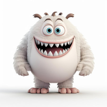 the terrifying 3d monster stands tall on a pristine white background, its intricately designed full body showcasing razor-sharp claws, glowing red eyes, and scaly skin, evoking a sense of fear and awe in this high-quality digital artwork, perfect for horror and fantasy enthusiasts. ai generatedの素材